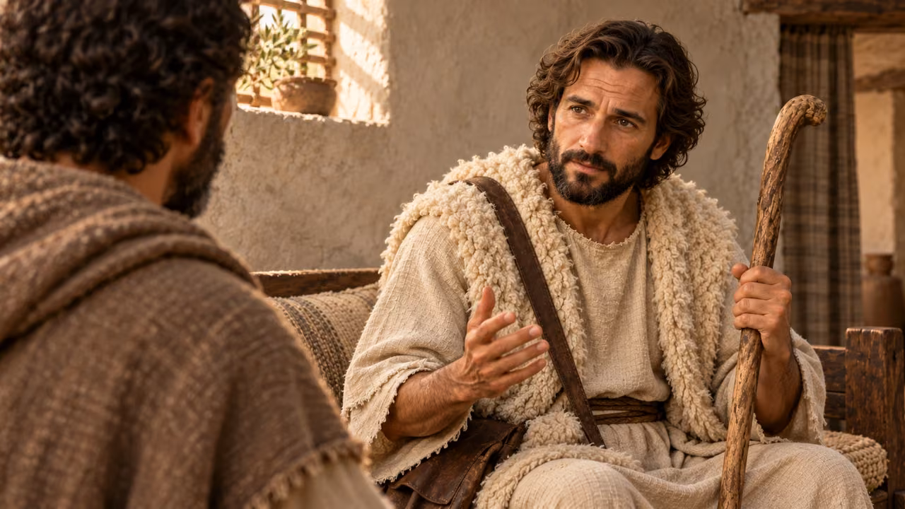 A close view of the shepherd emphasizes the warning about falsehood without a literal spiritual deposit.