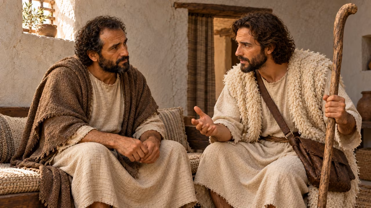 The shepherd recalls faith, fear and self-control while Hermas listens.