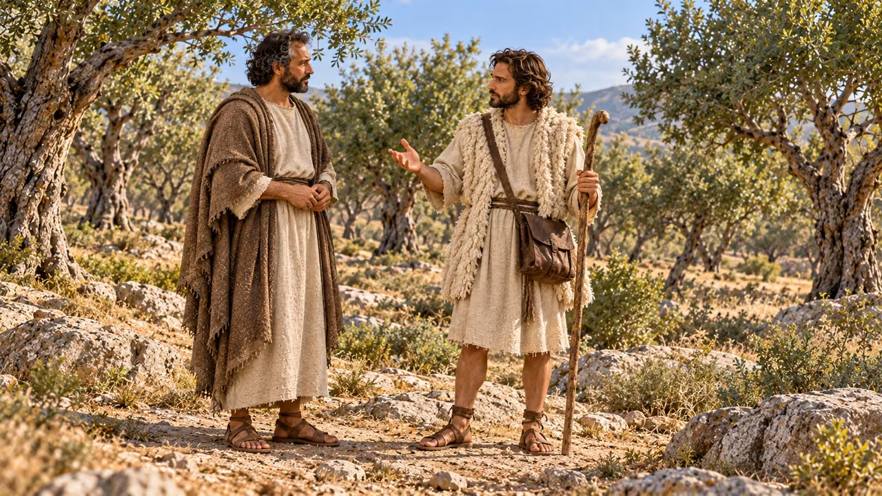 The shepherd introduces the vineyard parable.