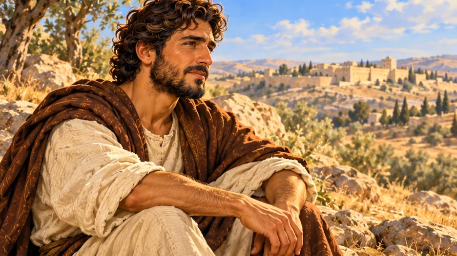 Young Tobit reflects quietly in his former homeland.