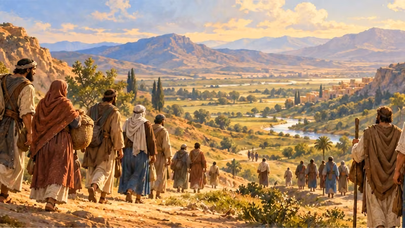 Distant groups approach a shared horizon in a symbolic image of gathering.