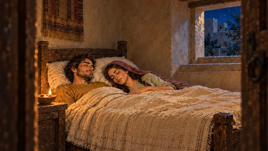 From the doorway, Tobias and Sarah are found sleeping peacefully.